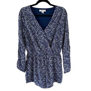 Arizona Jean Co Blue Floral Romper Size Medium